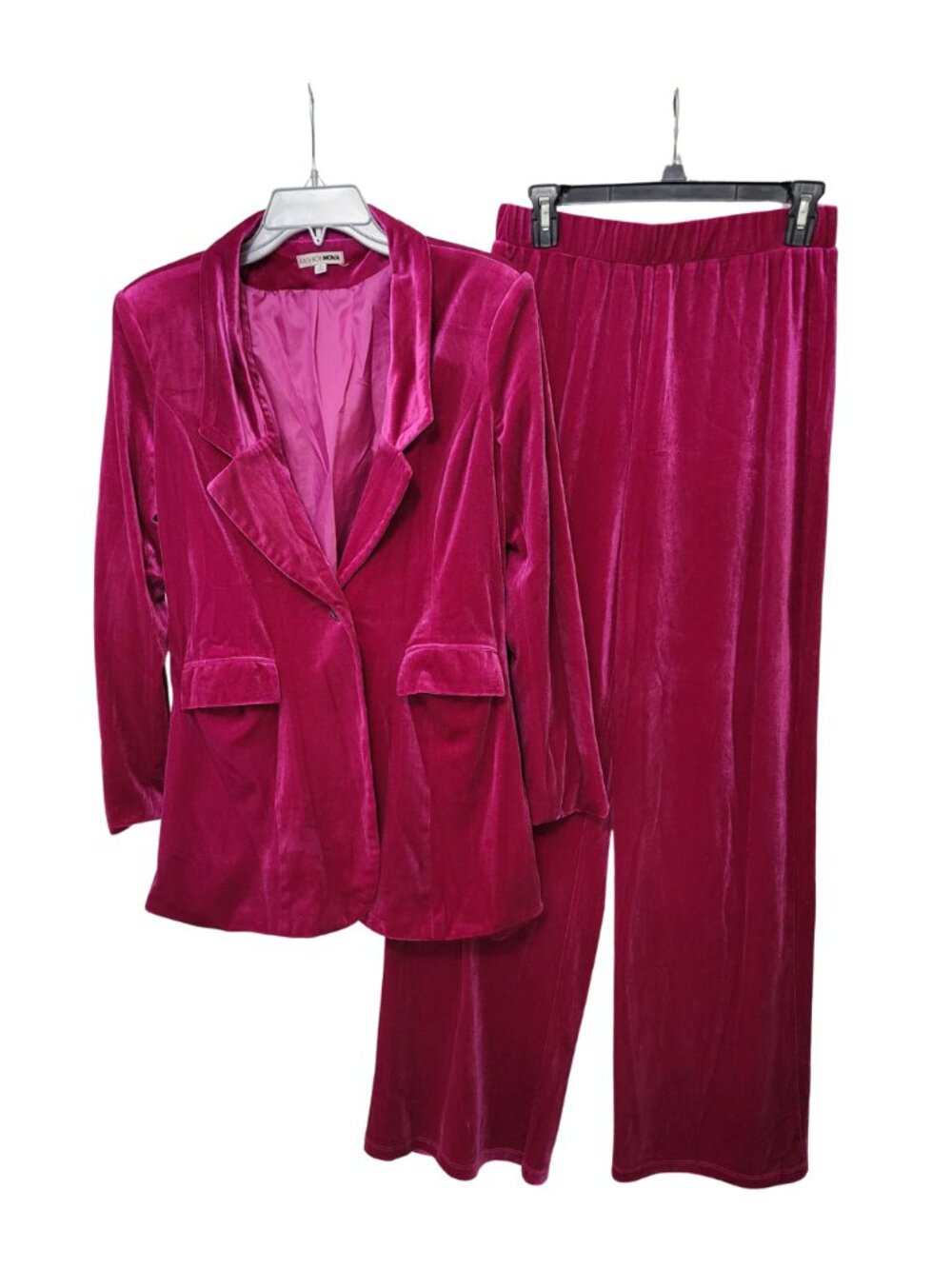Fashion Nova velvet 2-piece blazer and wide-leg pant set | Medium